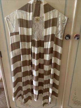 Ginger G Brown and White Striped Vest